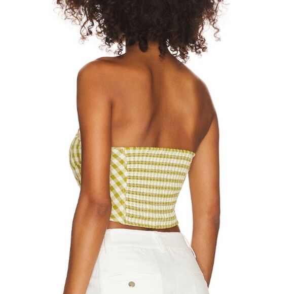 NWOT Free People Leilani Tube Top in Green Gingham Size Large - Picture 4 of 10